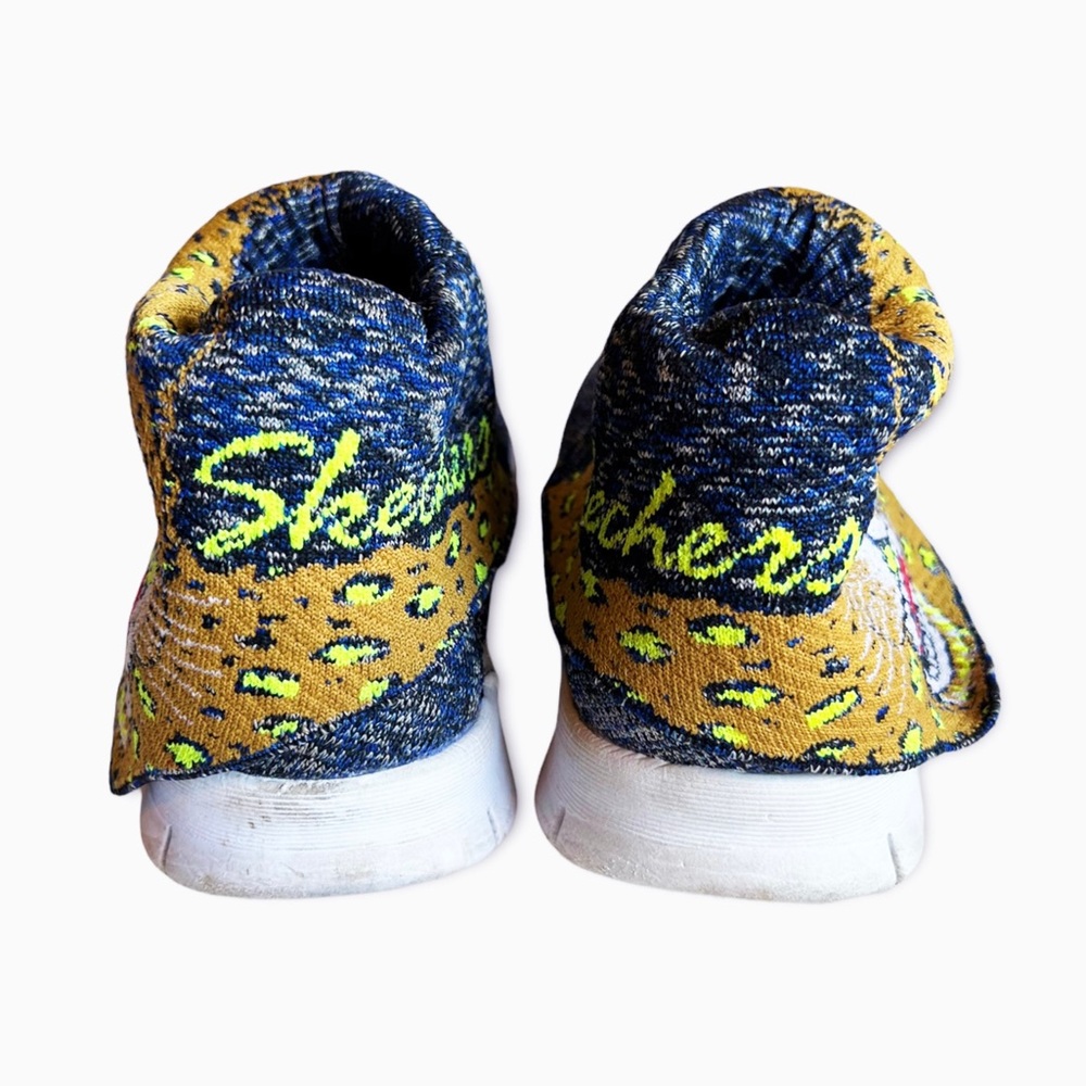 Vintage Sketchers Knit Leopard Pull On Sneakers Retro Y2K Animal Print Sz 8 - Picture 4 of 6